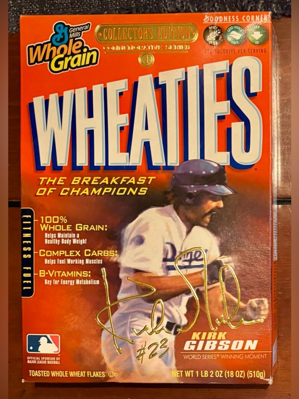 Vintage Wheaties- New In Box, Gold Embossed Signature of Kirk Gibson